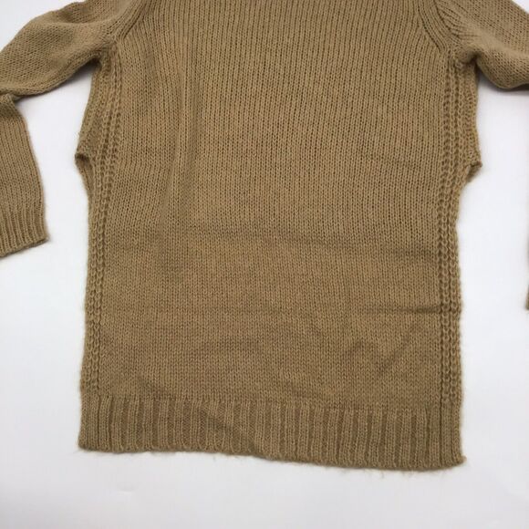 Project Naadam Womens Size XS Camel Open Knit Turtleneck Sweater Short Poncho - Picture 10 of 11